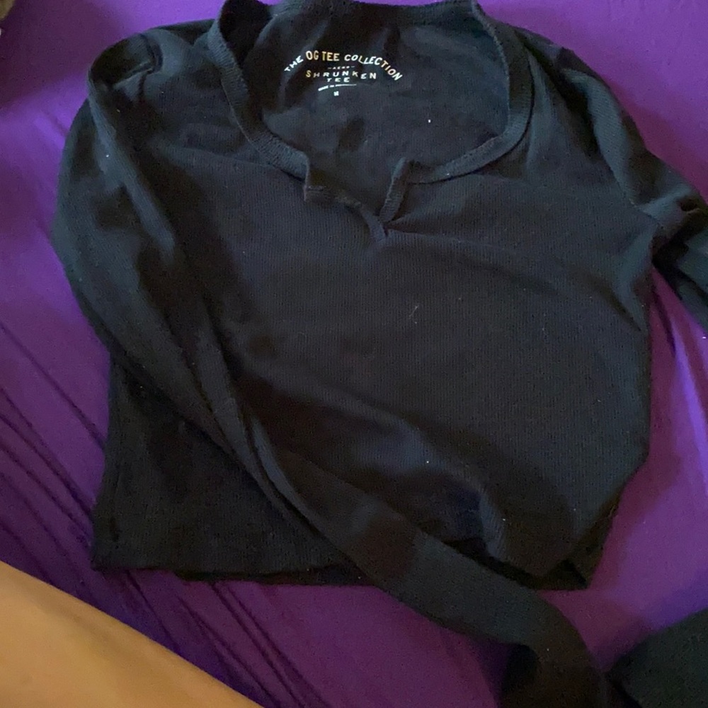 Crop top size M aerie, black long sleeve tee